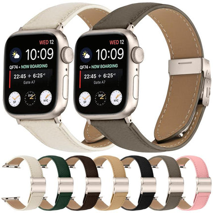 Lychee Texture Starlight Turtle Back Buckle Leather Watch Band, For Apple Watch 46mm / 49mm / 45mm / 44mm, For Apple Watch 42mm / 41mm / 40mm / 38mm - DealBuddy