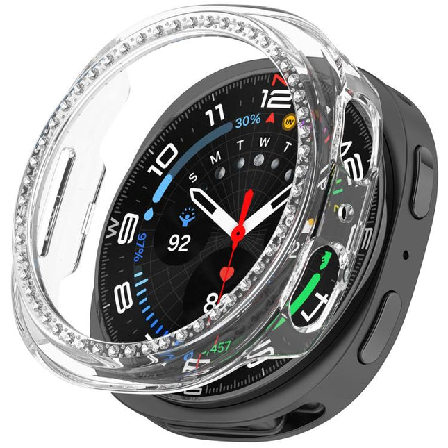 Single Row Diamond Half Coverage Hollow PC Watch Case, For Samsung Galaxy Watch 8 44mm, For Samsung Galaxy Watch 8 40mm - DealBuddy