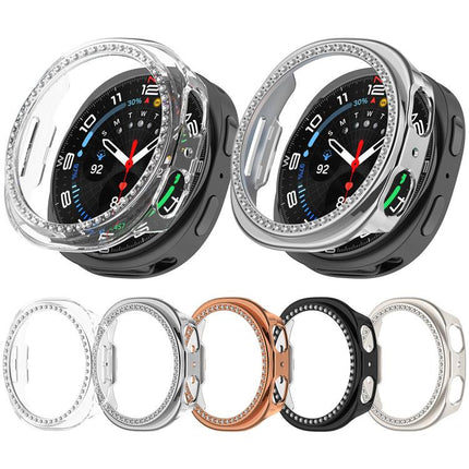 Single Row Diamond Half Coverage Hollow PC Watch Case, For Samsung Galaxy Watch 8 44mm, For Samsung Galaxy Watch 8 40mm - DealBuddy