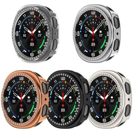 Single Row Diamond Half Coverage Hollow PC Watch Case, For Samsung Galaxy Watch 8 44mm, For Samsung Galaxy Watch 8 40mm - DealBuddy