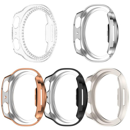 Single Row Diamond Half Coverage Hollow PC Watch Case, For Samsung Galaxy Watch 8 44mm, For Samsung Galaxy Watch 8 40mm - DealBuddy