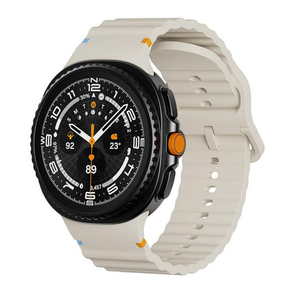Wavy Grain Stitched Color Buckle Silicone Watch Band