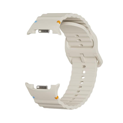 Wavy Grain Stitched Color Buckle Silicone Watch Band, For Samsung Galaxy Watch8 / Watch8 Classic - DealBuddy