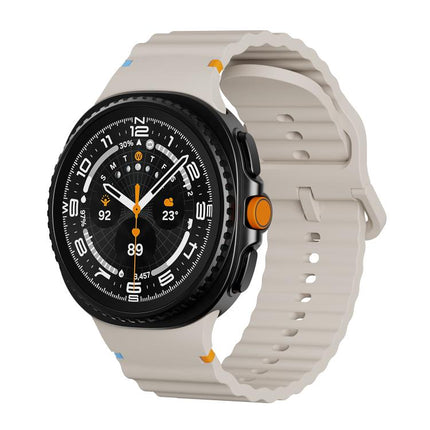 Wavy Grain Stitched Color Buckle Silicone Watch Band, For Samsung Galaxy Watch8 / Watch8 Classic - DealBuddy