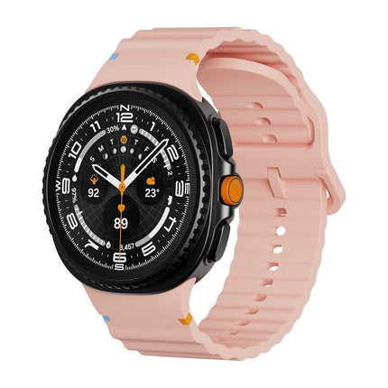 Wavy Grain Stitched Color Buckle Silicone Watch Band