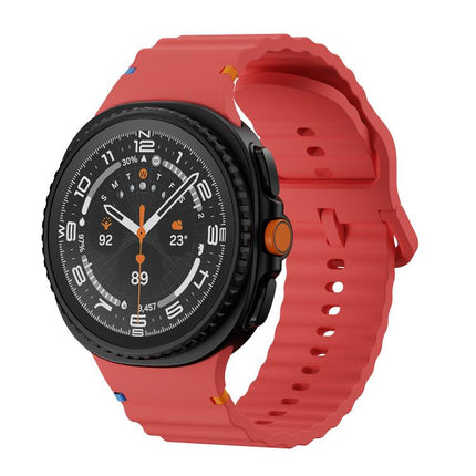 Wavy Grain Stitched Color Buckle Silicone Watch Band