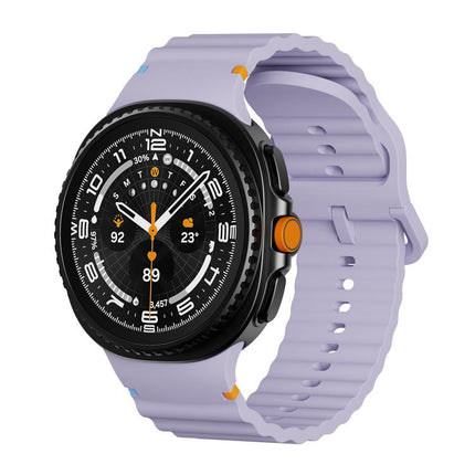 Wavy Grain Stitched Color Buckle Silicone Watch Band