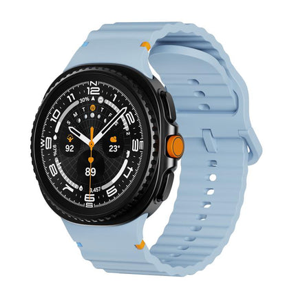 Wavy Grain Stitched Color Buckle Silicone Watch Band