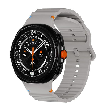 Wavy Grain Stitched Color Buckle Silicone Watch Band