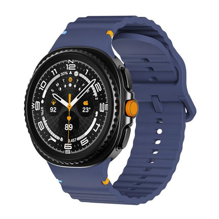 Wavy Grain Stitched Color Buckle Silicone Watch Band