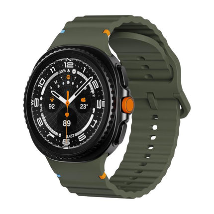 Wavy Grain Stitched Color Buckle Silicone Watch Band