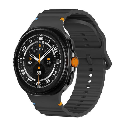 Wavy Grain Stitched Color Buckle Silicone Watch Band