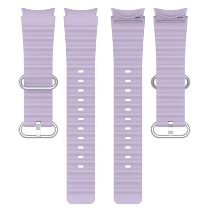 Marine Silver Buckle Silicone Watch Band, For Samsung Galaxy Watch 7 40 / 44mm - DealBuddy