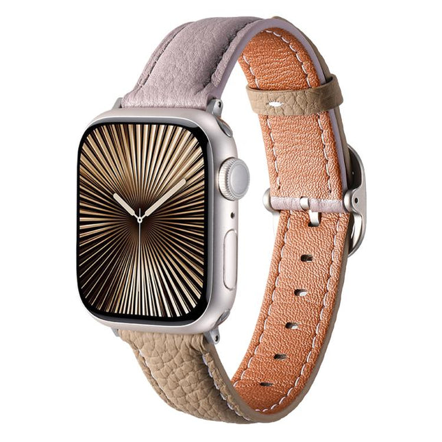 Square Buckle Litchi Texture Genuine Leather Watch Band