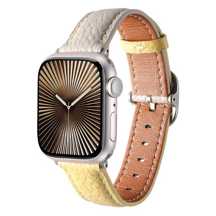 Square Buckle Litchi Texture Genuine Leather Watch Band, For Apple Watch 46mm / 49mm / 45mm / 44mm, For Apple Watch 42mm / 41mm / 40mm / 38mm - DealBuddy