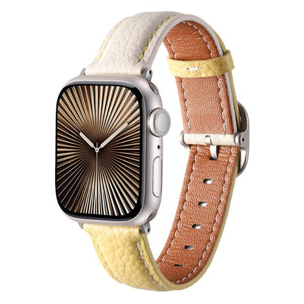 Square Buckle Litchi Texture Genuine Leather Watch Band, For Apple Watch 46mm / 49mm / 45mm / 44mm, For Apple Watch 42mm / 41mm / 40mm / 38mm - DealBuddy