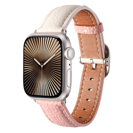 Square Buckle Litchi Texture Genuine Leather Watch Band, For Apple Watch 46mm / 49mm / 45mm / 44mm, For Apple Watch 42mm / 41mm / 40mm / 38mm - DealBuddy