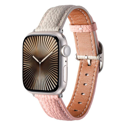 Square Buckle Litchi Texture Genuine Leather Watch Band, For Apple Watch 46mm / 49mm / 45mm / 44mm, For Apple Watch 42mm / 41mm / 40mm / 38mm - DealBuddy