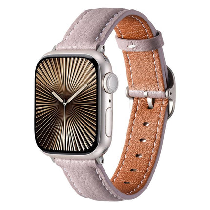 Square Buckle Litchi Texture Genuine Leather Watch Band, For Apple Watch 46mm / 49mm / 45mm / 44mm, For Apple Watch 42mm / 41mm / 40mm / 38mm - DealBuddy