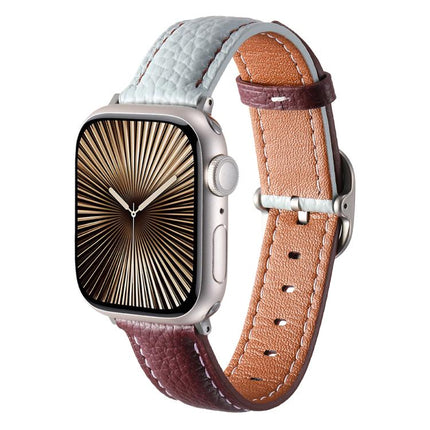 Square Buckle Litchi Texture Genuine Leather Watch Band, For Apple Watch 46mm / 49mm / 45mm / 44mm, For Apple Watch 42mm / 41mm / 40mm / 38mm - DealBuddy