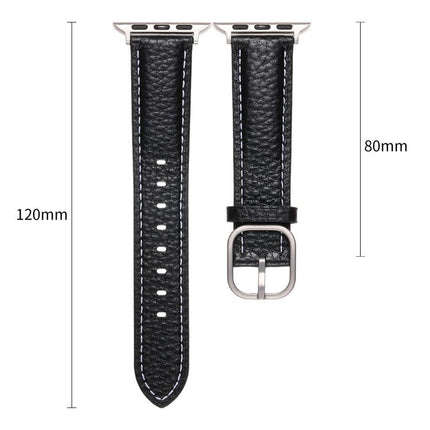 Square Buckle Litchi Texture Genuine Leather Watch Band