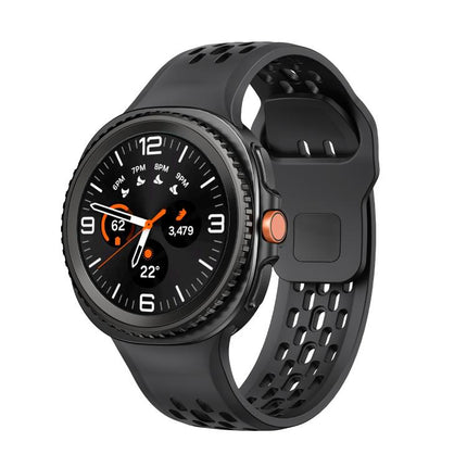 Hole Style Black Reverse Buckle Silicone Watch Band