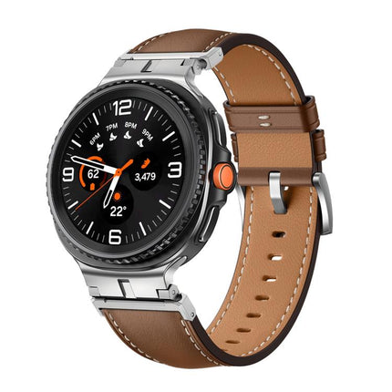 Metal Head Connector Genuine Leather Watch Band, For Samsung Galaxy Watch8 / Watch8 Classic - DealBuddy