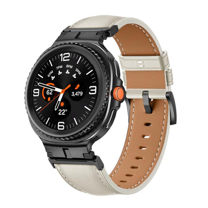 Metal Head Connector Genuine Leather Watch Band, For Samsung Galaxy Watch8 / Watch8 Classic - DealBuddy
