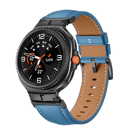 Metal Head Connector Genuine Leather Watch Band