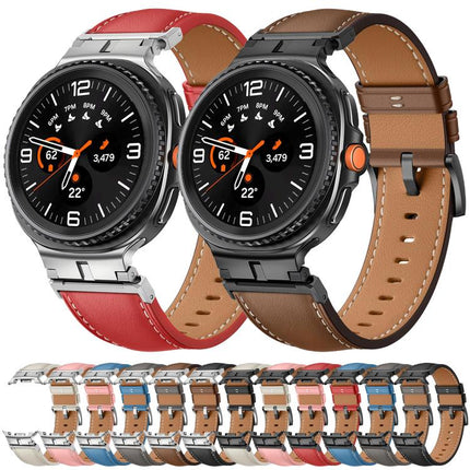 Metal Head Connector Genuine Leather Watch Band, For Samsung Galaxy Watch8 / Watch8 Classic - DealBuddy