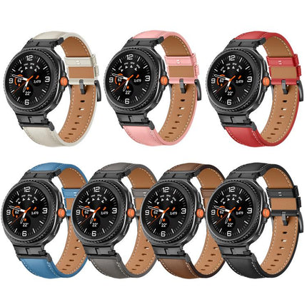 Metal Head Connector Genuine Leather Watch Band