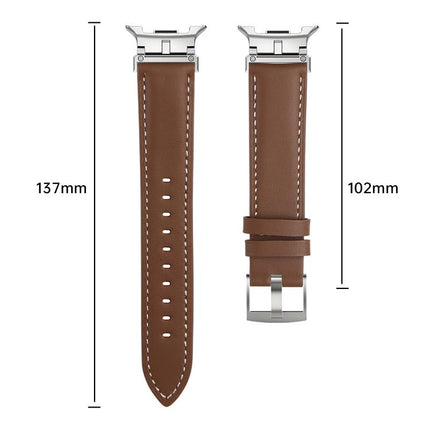 Metal Head Connector Genuine Leather Watch Band, For Samsung Galaxy Watch8 / Watch8 Classic - DealBuddy