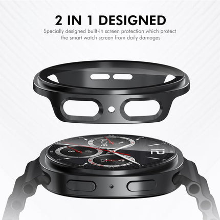 ENKAY Hat-Prince Full Coverage Tempered Glass Film Integrated PC Watch Case, For Samsung Galaxy Watch8 44mm, For Samsung Galaxy Watch8 40mm - DealBuddy