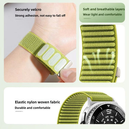 Woven Nylon Hook And Loop Fastener Metal Interface Watch Band, For Samsung Galaxy Watch8 / Watch8 Classic