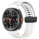 Magnetic Black Buckle Breathable Stitched Silicone Watch Band