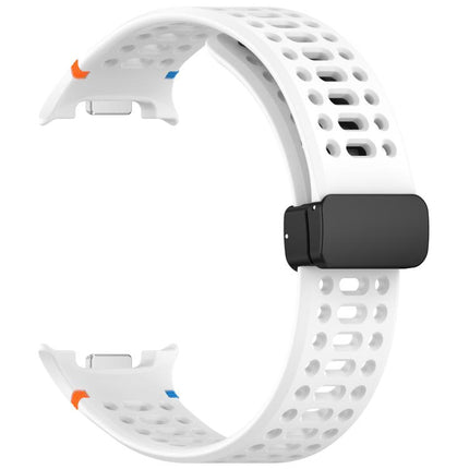 Magnetic Black Buckle Breathable Stitched Silicone Watch Band, For Samsung Galaxy Watch8 / Watch8 Classic - DealBuddy