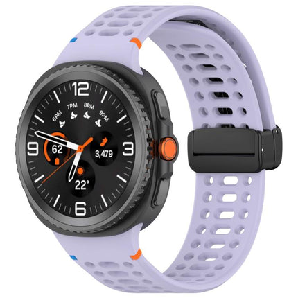 Magnetic Black Buckle Breathable Stitched Silicone Watch Band