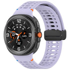 Magnetic Black Buckle Breathable Stitched Silicone Watch Band