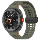 Magnetic Black Buckle Breathable Stitched Silicone Watch Band