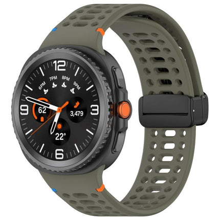 Magnetic Black Buckle Breathable Stitched Silicone Watch Band, For Samsung Galaxy Watch8 / Watch8 Classic - DealBuddy