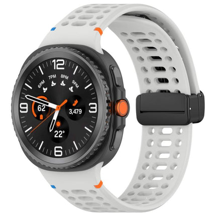 Magnetic Black Buckle Breathable Stitched Silicone Watch Band