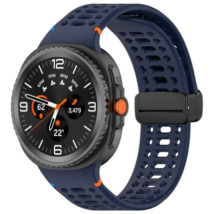 Magnetic Black Buckle Breathable Stitched Silicone Watch Band