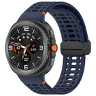 Magnetic Black Buckle Breathable Stitched Silicone Watch Band