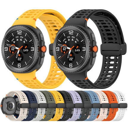 Magnetic Black Buckle Breathable Stitched Silicone Watch Band