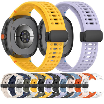 Magnetic Black Buckle Breathable Stitched Silicone Watch Band