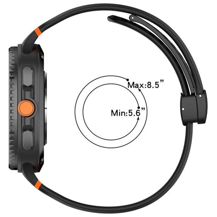 Magnetic Black Buckle Breathable Stitched Silicone Watch Band