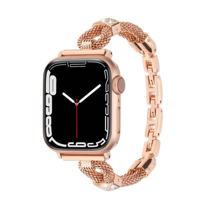 Copper Chain Diamonds Metal Watch Band, For Apple Watch 46mm / 49mm / 45mm / 44mm, For Apple Watch 42mm / 41mm / 40mm / 38mm - DealBuddy