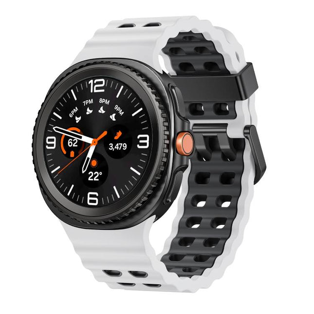 Ocean Style Quick Release Buckle Two Color Silicone Watch Band