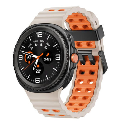 Ocean Style Quick Release Buckle Two Color Silicone Watch Band