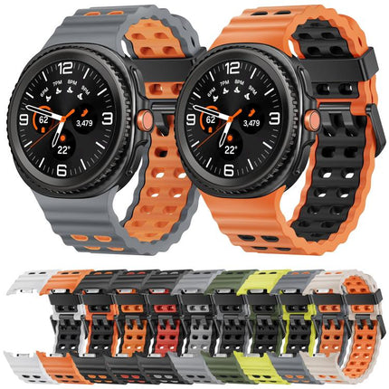 Ocean Style Quick Release Buckle Two Color Silicone Watch Band